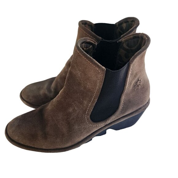 Fly London Phil Brown Suede Leather Ankle Bootie Size 39/8-8.5 - Picture 2 of 11